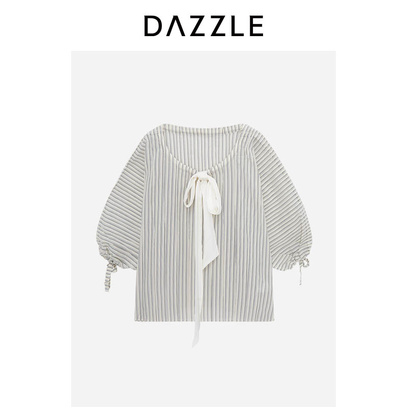 DAZZLE 地素小上衣秋季白色条纹小上衣2E3D407
