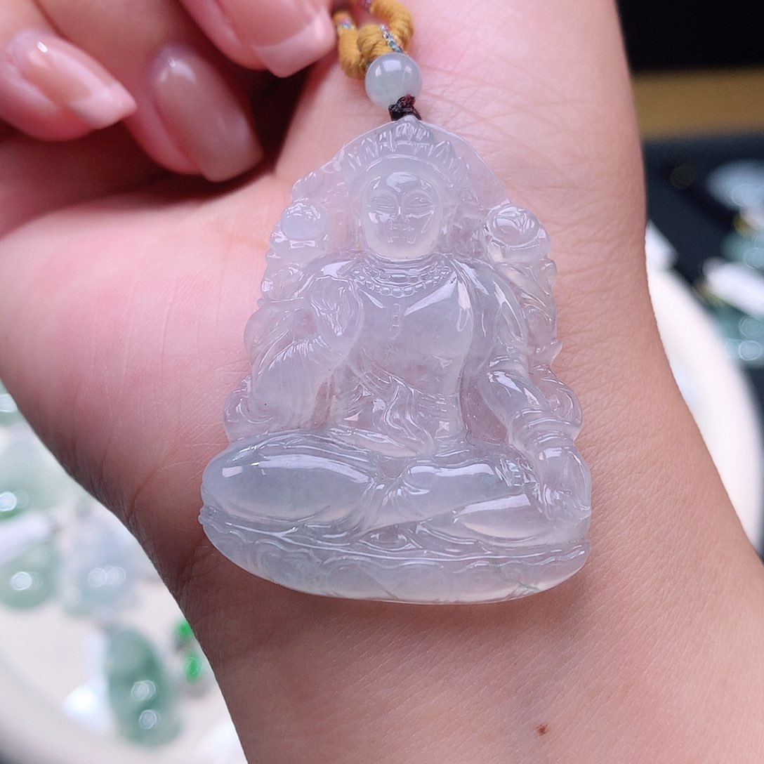 颈饰18K金镶嵌翡翠度母