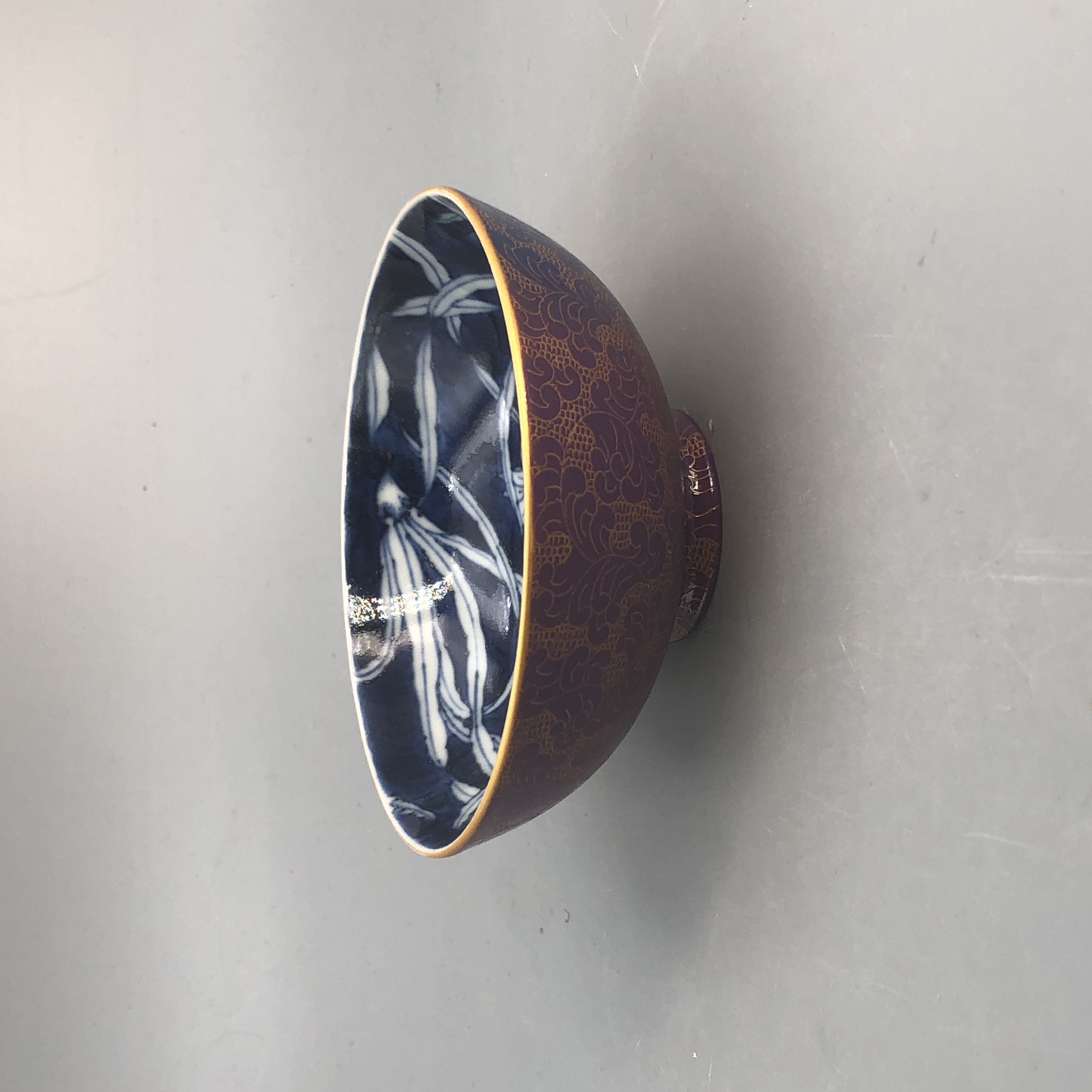 【景德】元煦 紫地扒花内兰花普洱杯陶瓷 yxy0556