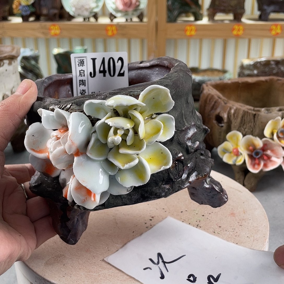 紫砂花盆景德镇手工陶瓷花盆402