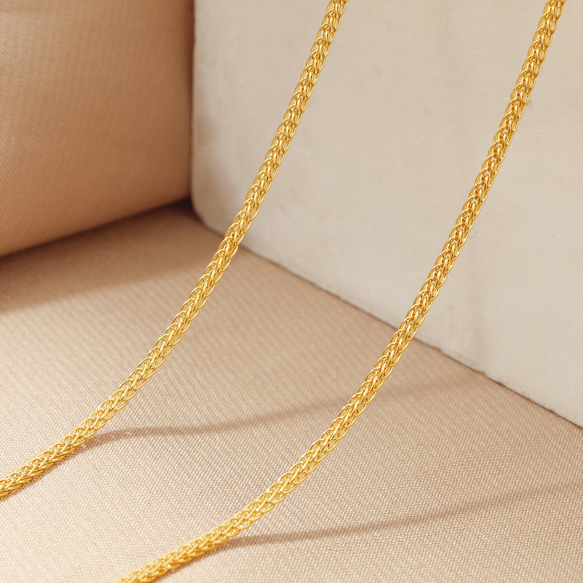 钛钢项链 【钛钢不掉色】金色M扣肖邦链大气简约素裸链男女百搭锁骨