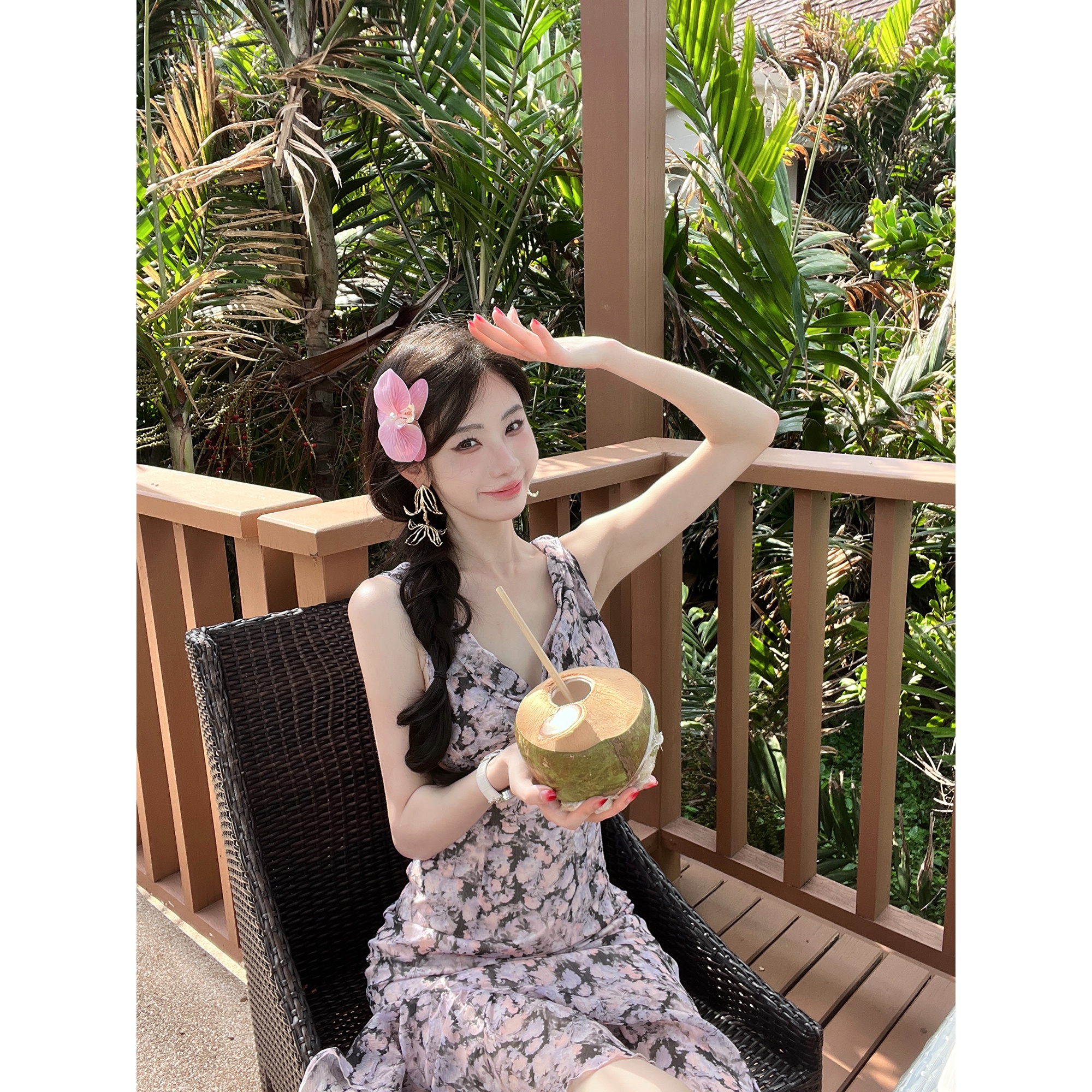 【雅乔定制】风铃草 荡领碎花连衣裙度假长裙DYZY-23127089