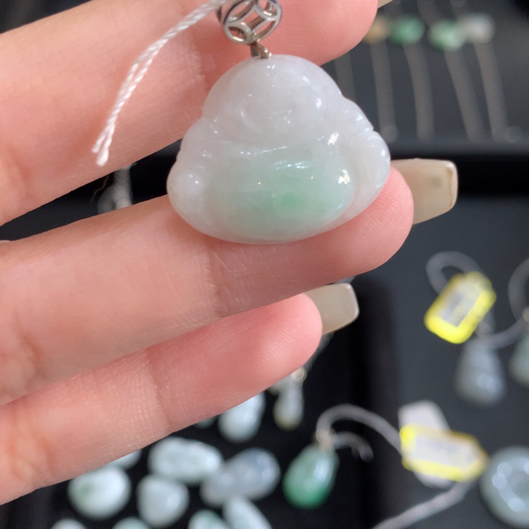 翡翠银S925镶嵌颈饰佛公