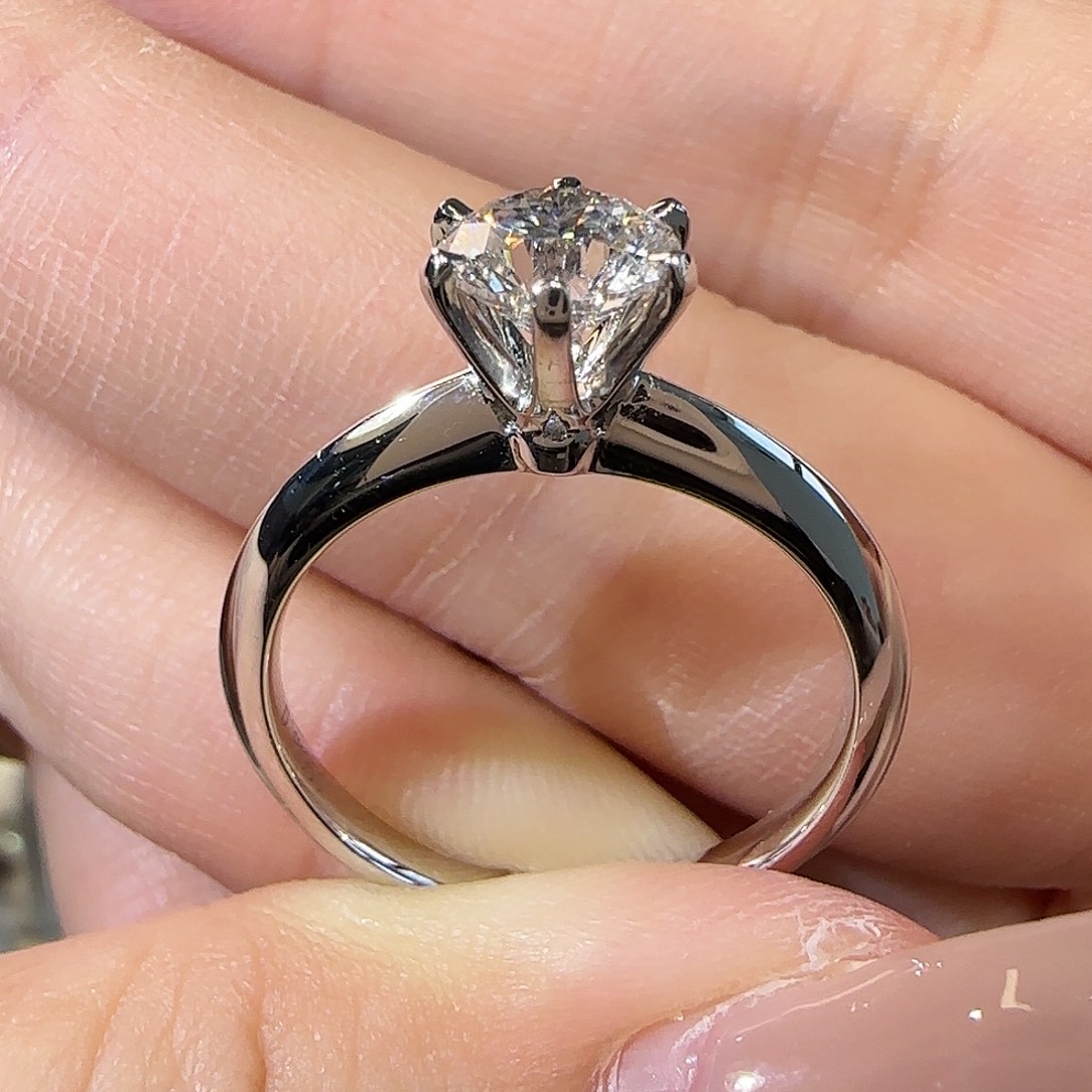 实验室培育钻石铂Pt950镶嵌T六爪1卡11-17