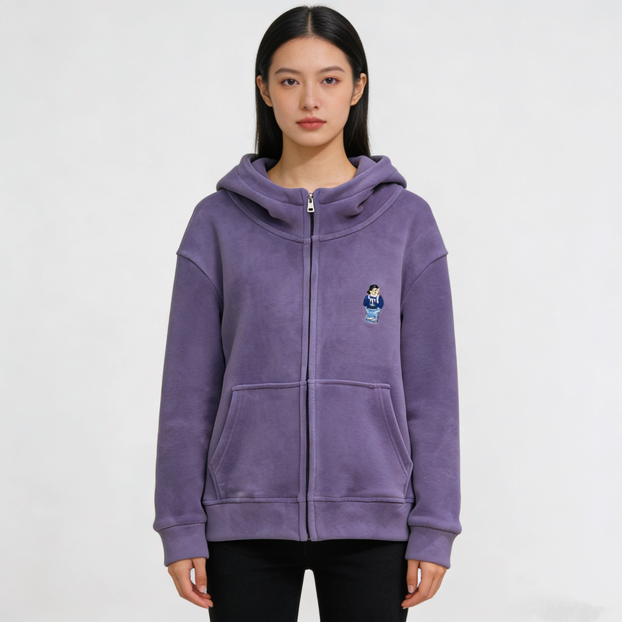 10059-秋冬加绒保暖连帽休闲拉链款外套