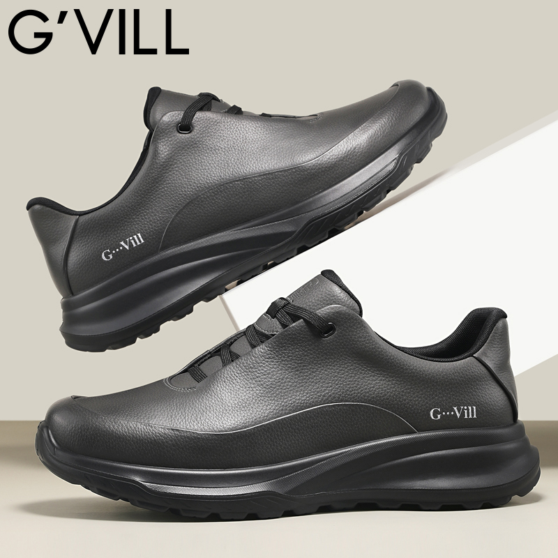 G-vill/贵之步男士真皮牛皮鞋防水防滑商务软底舒适轻便户外男鞋