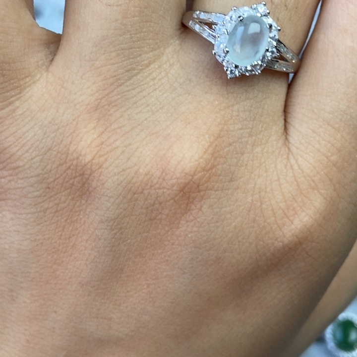 翡翠戒指银S925镶嵌戒指