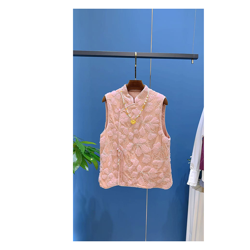 【粉樱暖甲】背心复古冬季中国风唐装厚款中式重工女装气质上衣