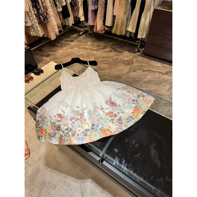 WW2025新款女士时尚白色公主印花连衣裙W201247