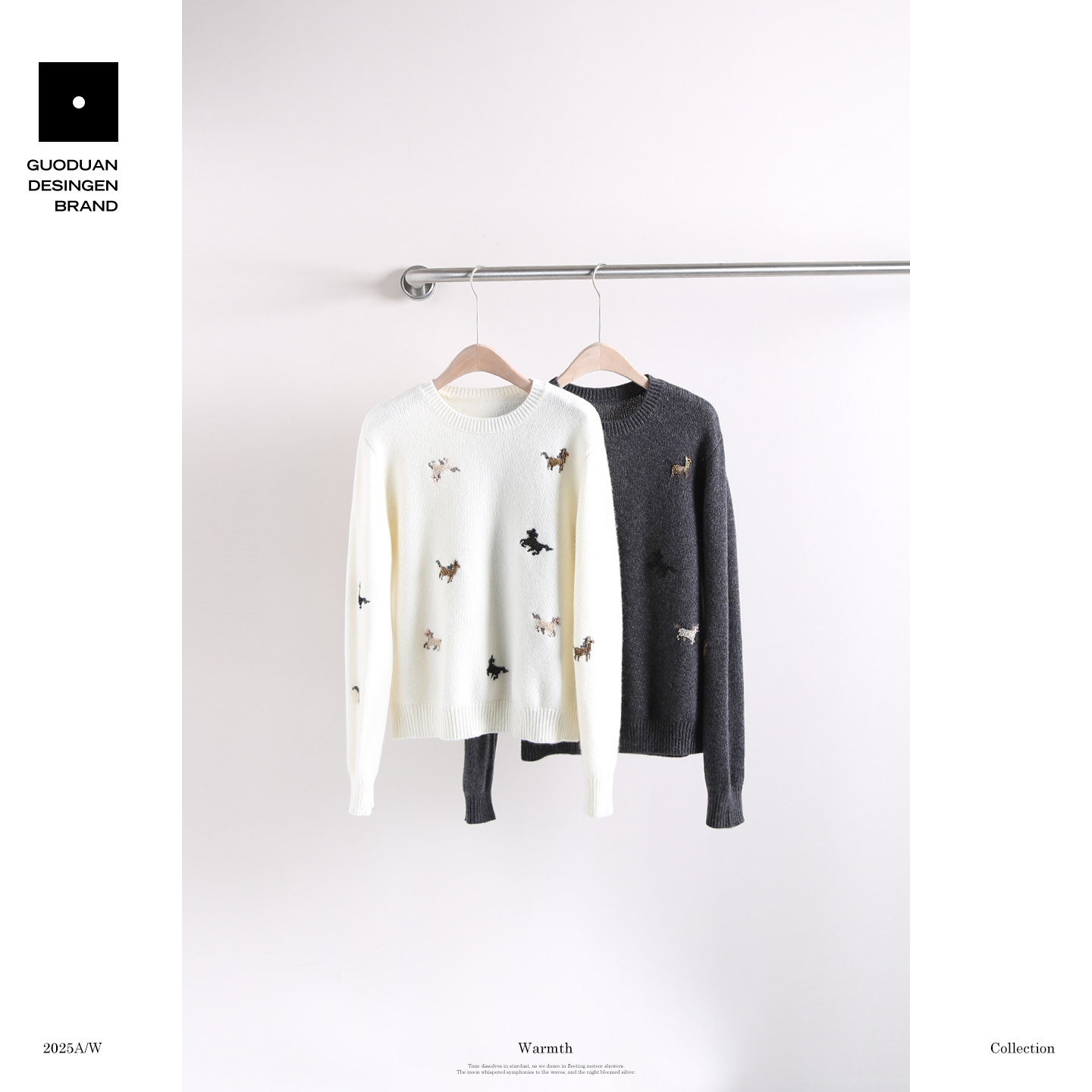 果缎 云绒萌趣可爱小马刺绣宽松针织羊毛上衣 MJQ1-60055