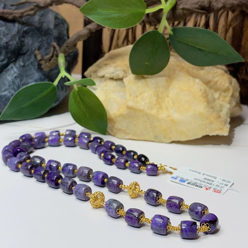 舒俱来泥地樱花紫桶珠项链18K/45cm/AZB4018