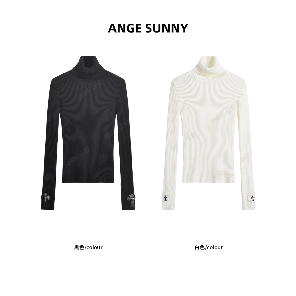曲阳 ANGE SUNNY【十字标长袖澳毛打底杉】高领修身长袖针织衫