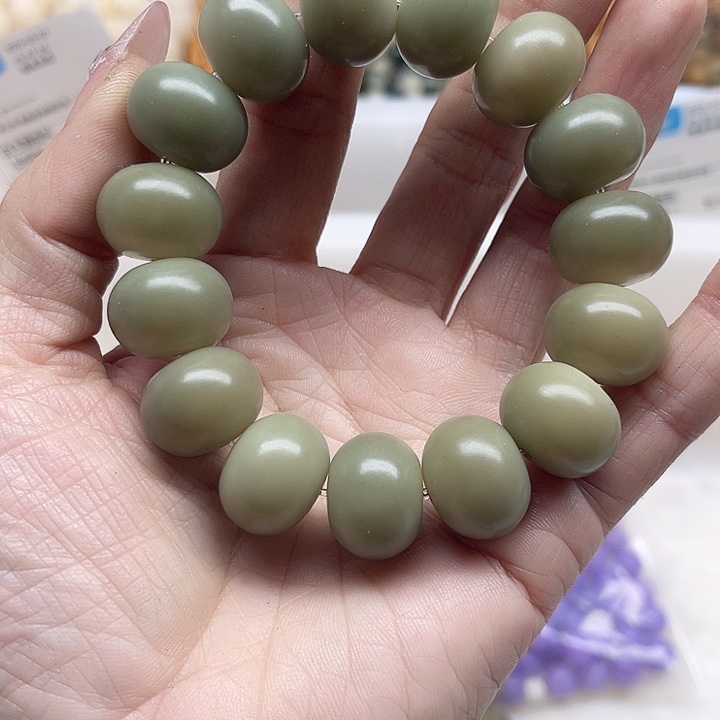 白玉菩提吊坠精品17算盘手串