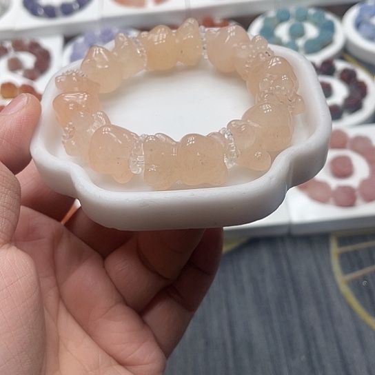 石英质玉（非洲翠）合金手串