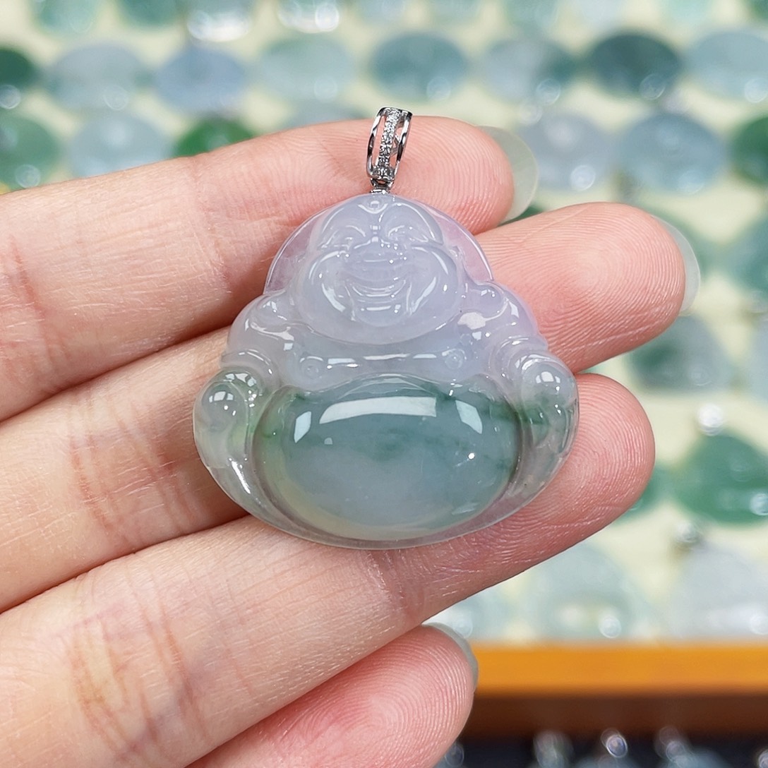 翡翠颈饰18K金镶嵌吊坠