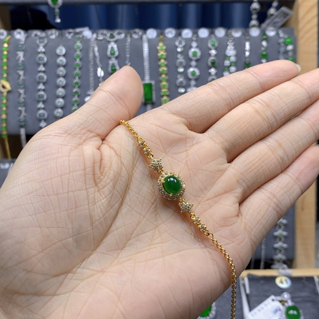 翡翠银S925镶嵌颈饰M*翡翠手链