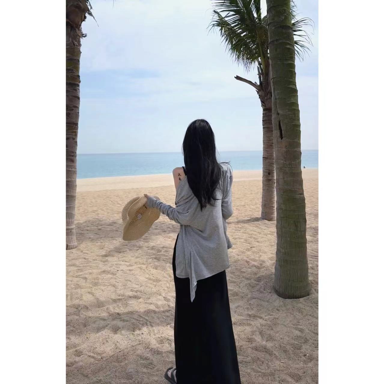 DIIBLACK 小众RO风下摆不规则披肩夏季防晒短外套