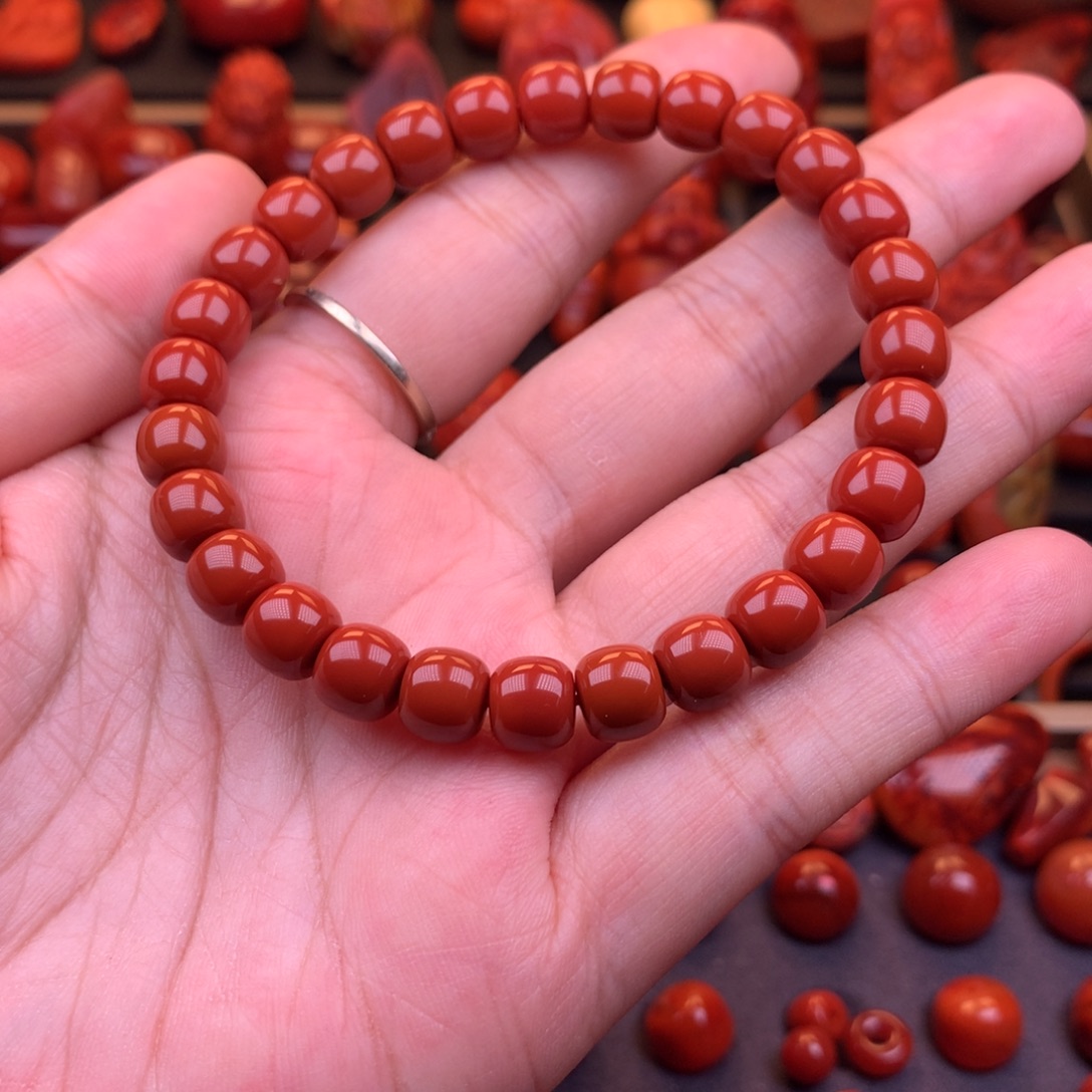 南红玛瑙未镶嵌川料原矿老型8mm