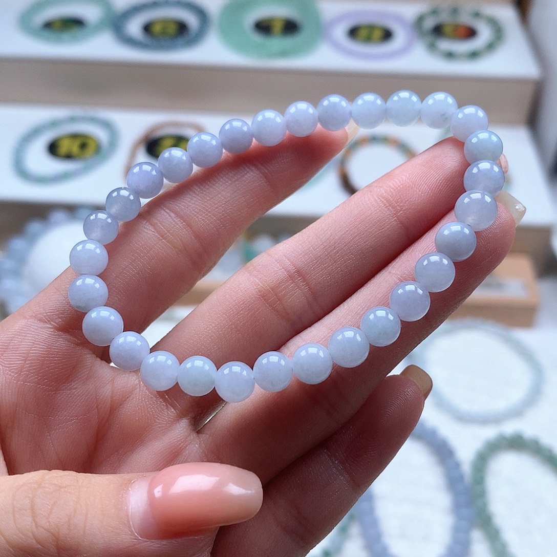 翡翠未镶嵌手串篮紫6.0