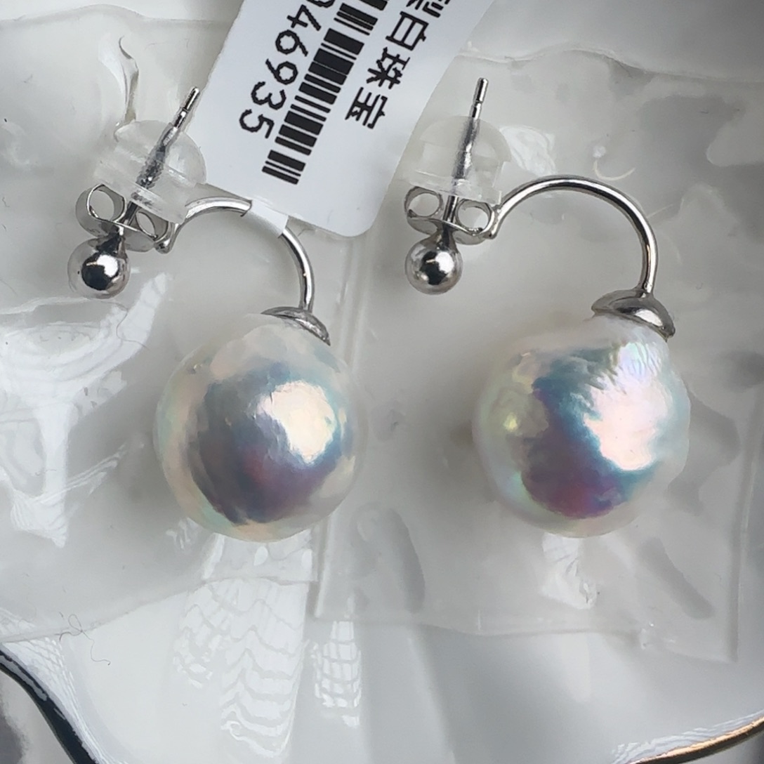 淡水珍珠耳饰银S925镶嵌