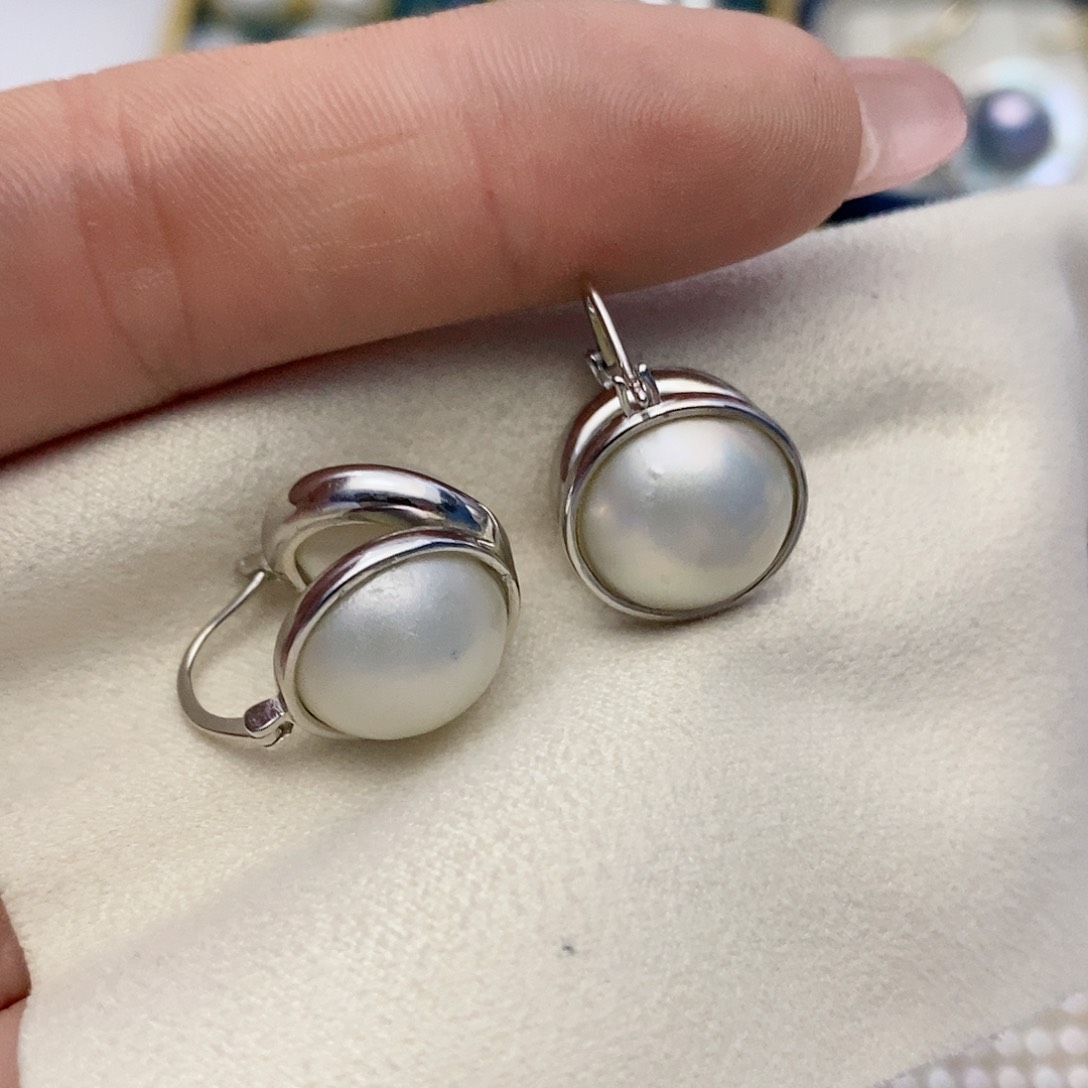 【闪购商品】拼合珍珠（马贝珠）耳饰银S925镶嵌81