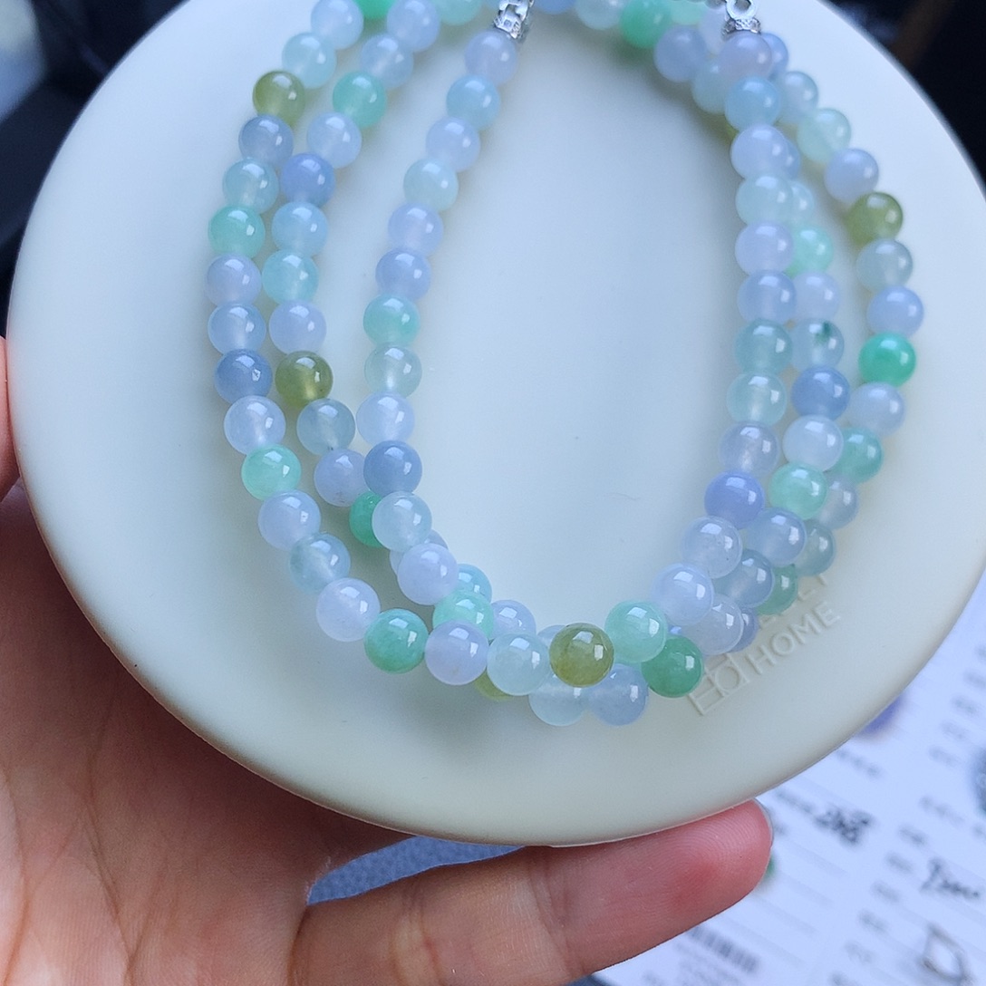 翡翠未镶嵌挂件48小时鉴赏期  珠链卡6mm