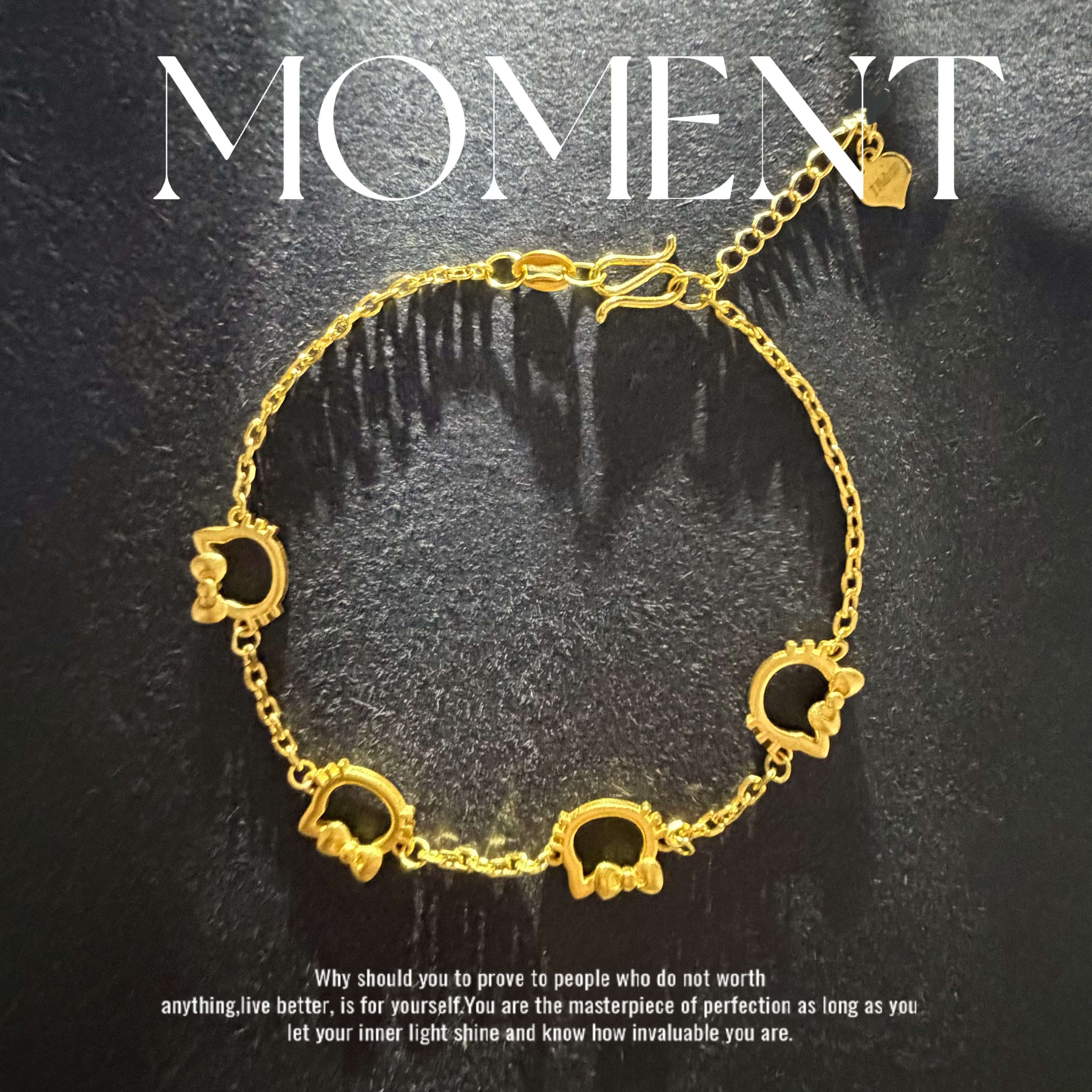 金斗芸足金镂空猫猫手链  俏皮可爱灵动时尚足金999手链