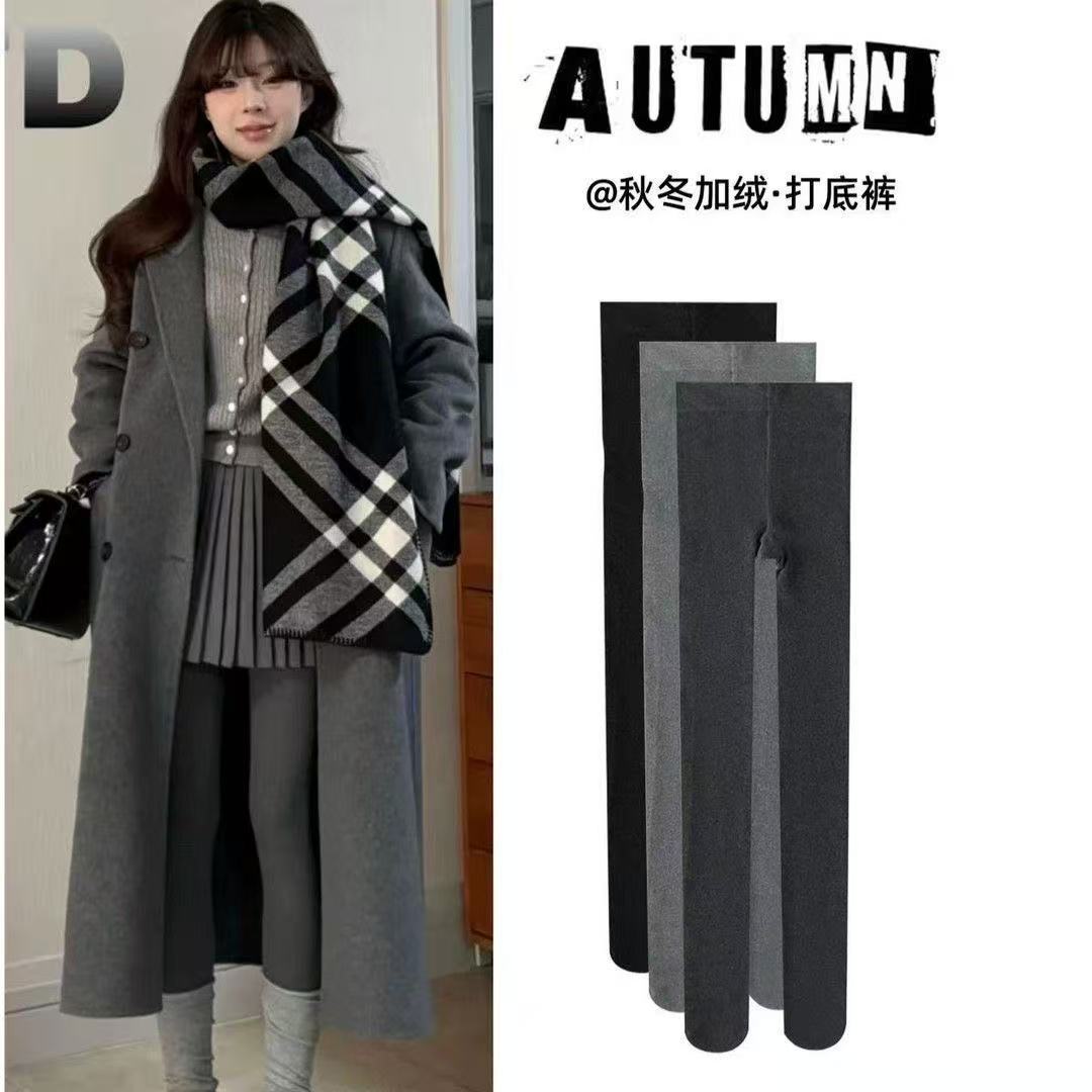 【买1送1】韩鹃灰色打底裤女秋冬季外穿微压显瘦塑形连裤袜加绒加厚