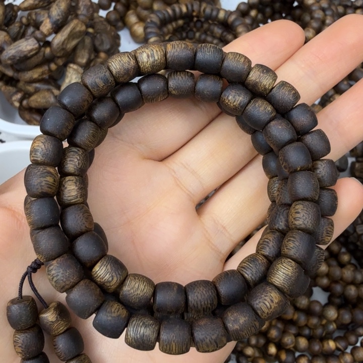 沉香手串沉香绿奇楠鼓珠卡七多圈超九九分节油26