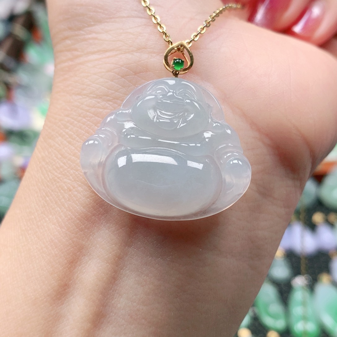 吊坠(不含链)18K金镶嵌翡翠