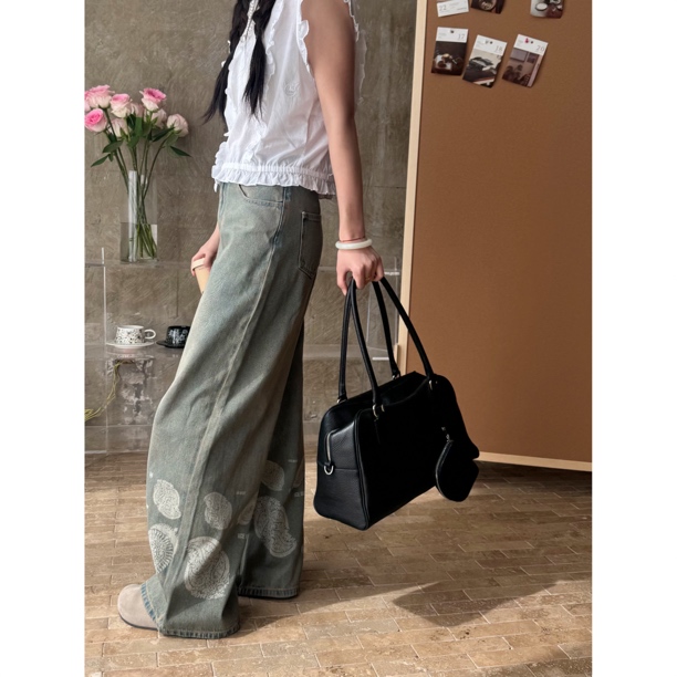 Nannanzhuo 尾巴款印花牛仔裤