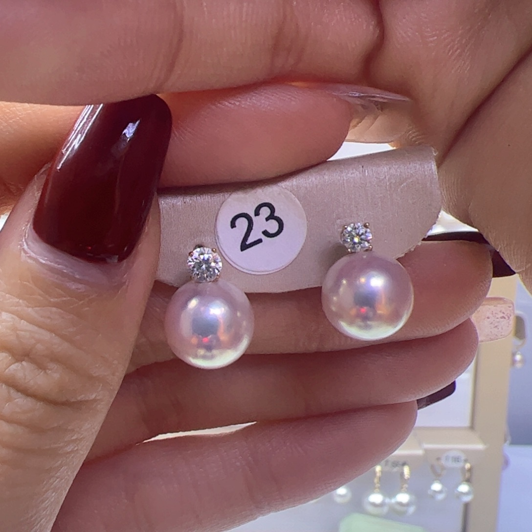 淡水珍珠耳饰18K金镶嵌