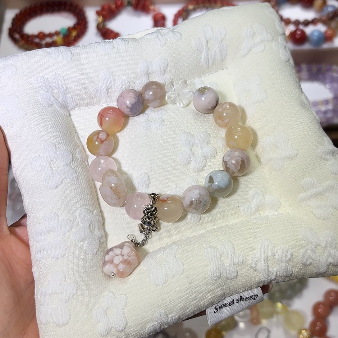 石英石樱花手串设计感