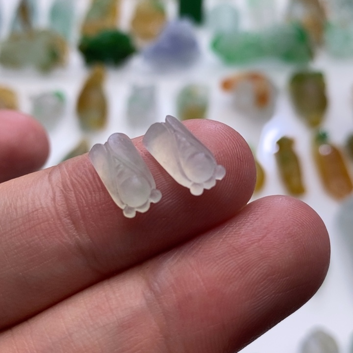 定制翡翠未镶嵌翡翠耳钉