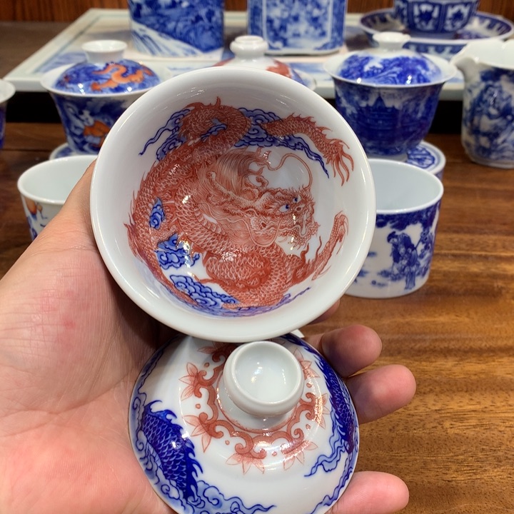 自成堂柴窑 青花釉里红