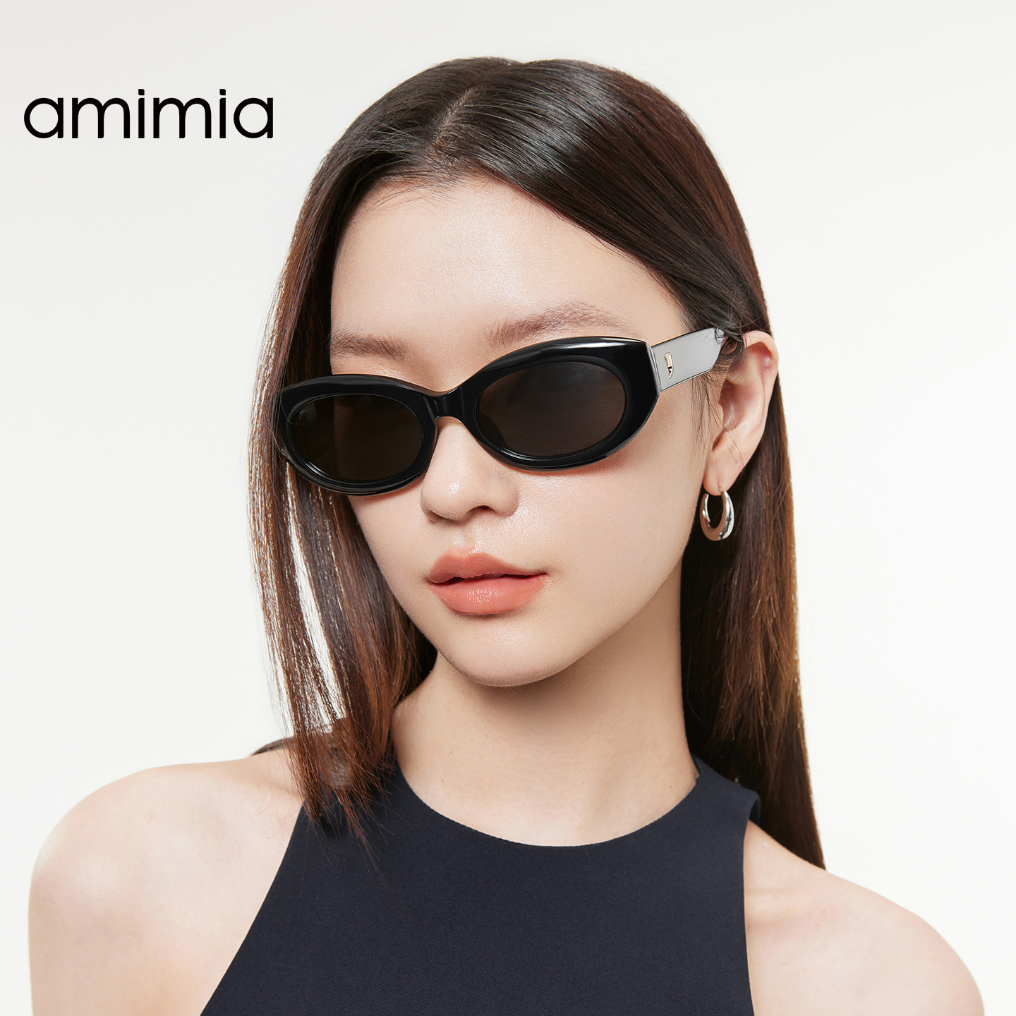 amimia复古椭圆框墨镜Match 时尚百搭板材防紫外线太阳镜
