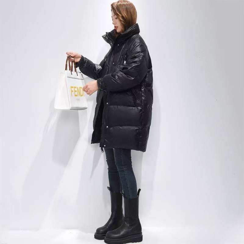 0150 Y15羽绒服中长款韩版2025冬季新款休闲立领宽松外套