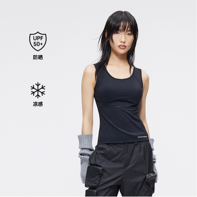UPON PRO黑色设计感个性修身带胸垫运动内衣背心女 U1FZ11491