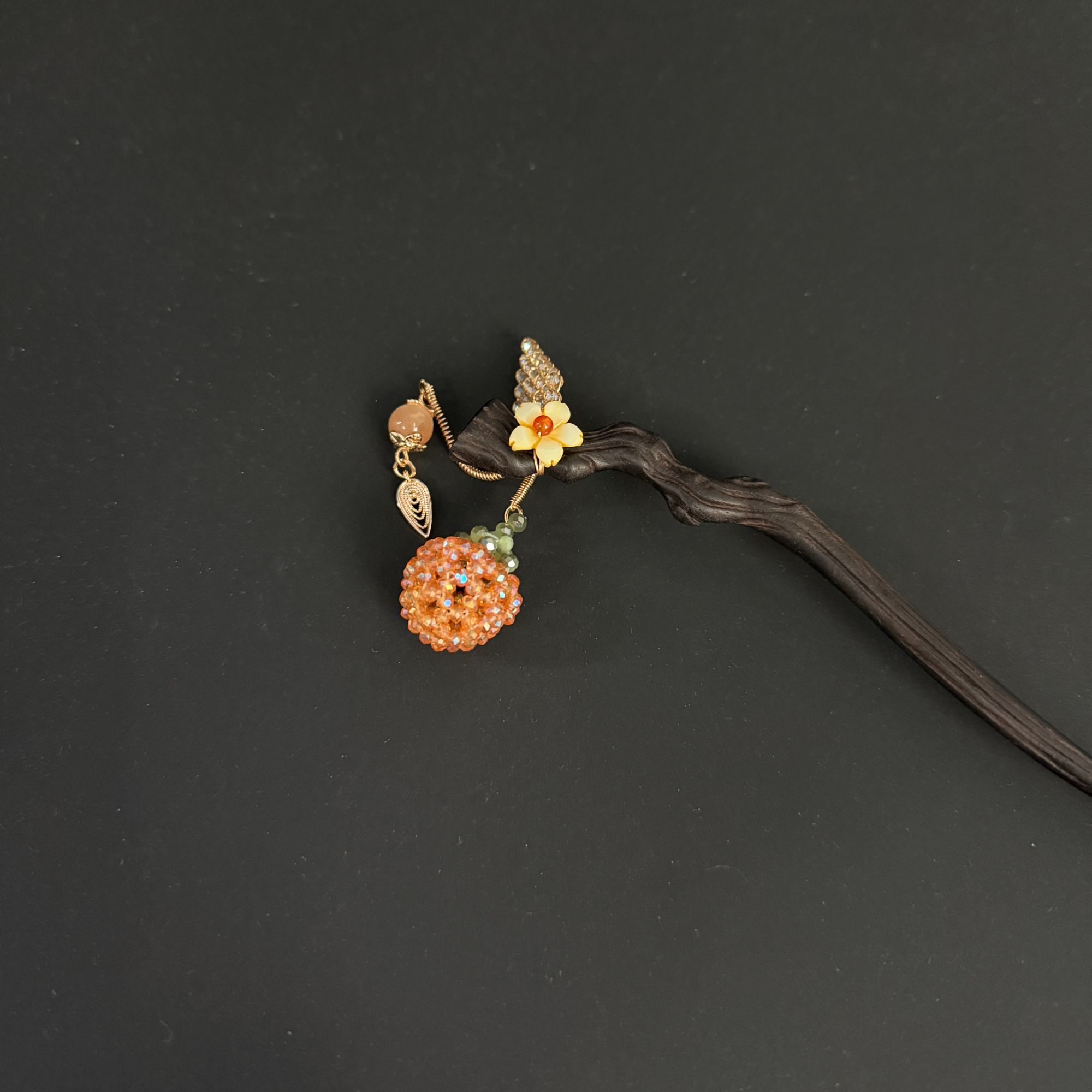 古悦倾城【柿柿如意木簪】古风盘发簪黑檀木发簪新中式汉服百搭头饰