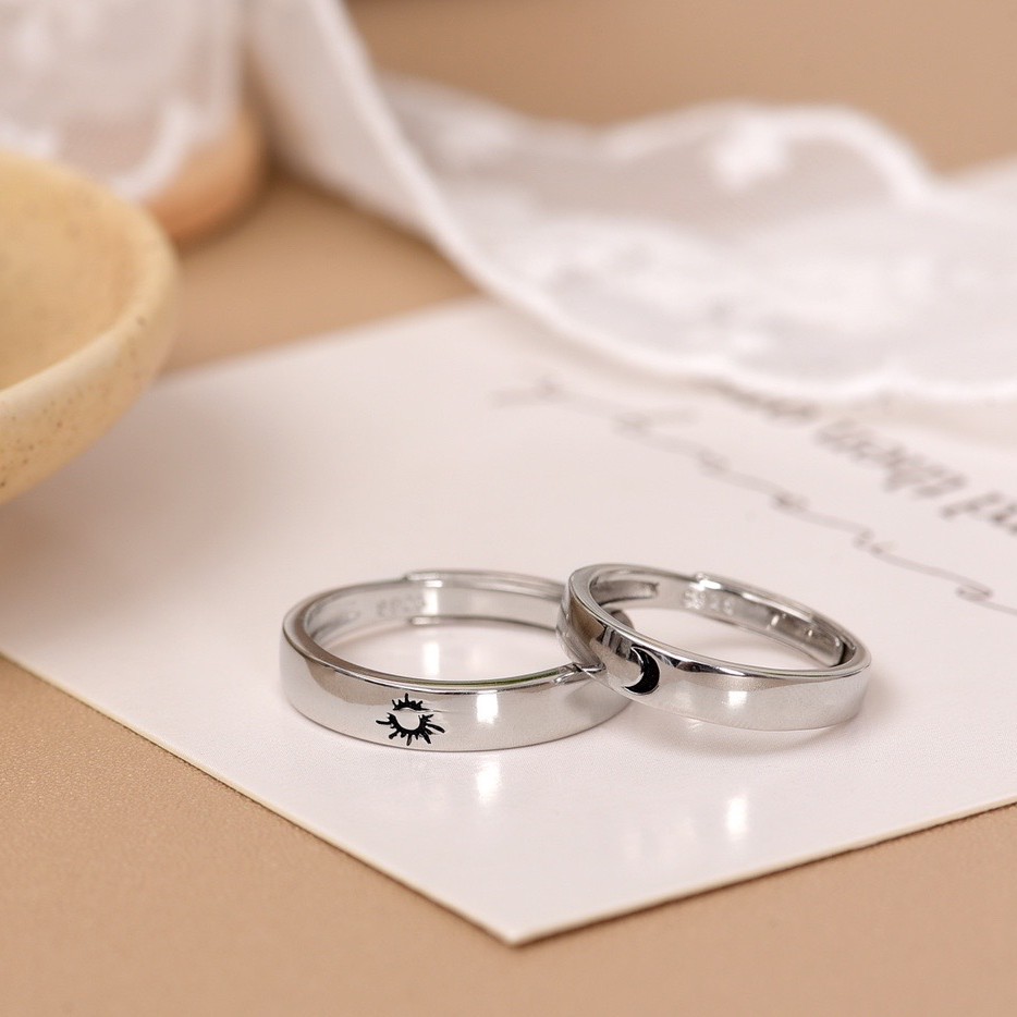 925银戒指 喜公公通用活口民族风轻奢可调节情侣银戒对对戒简约