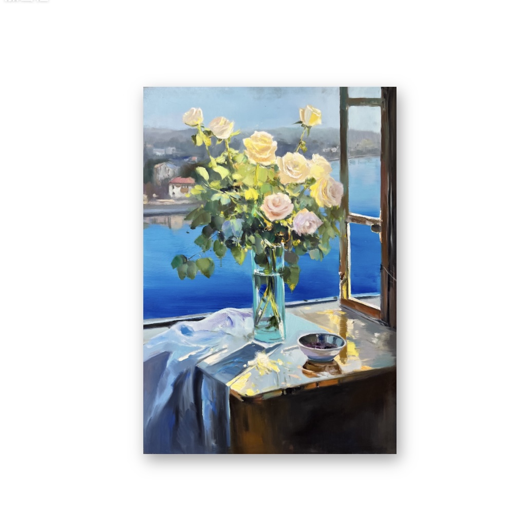 花卉手工手绘餐厅画玄关画客厅画挂画