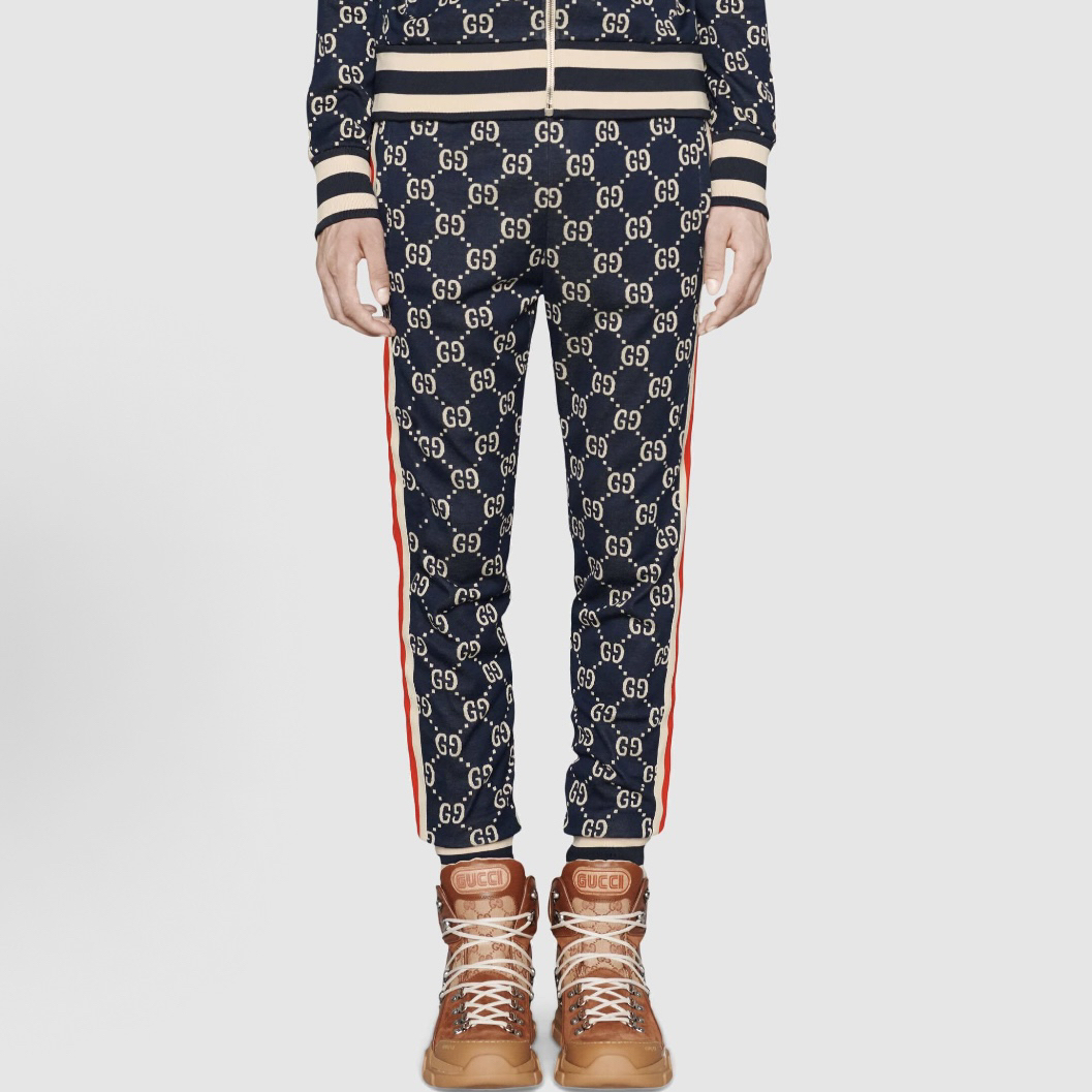 99新 GUCCI/古驰  6565/GUCCI 经典GG满印提花慢跑舒适针织运动裤