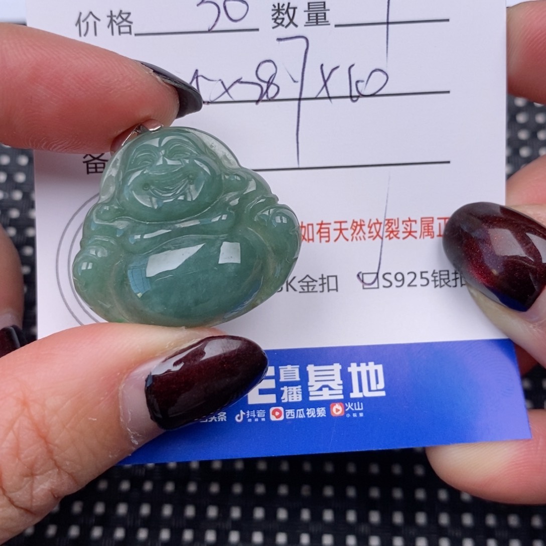 翡翠颈饰银S925镶嵌挂件