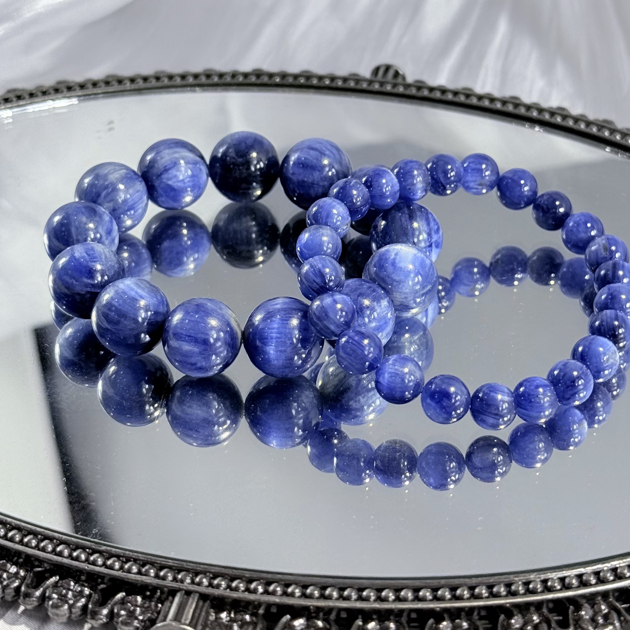 天然辰砂天然辰砂玉化猫眼蓝晶石手串多样性发其一