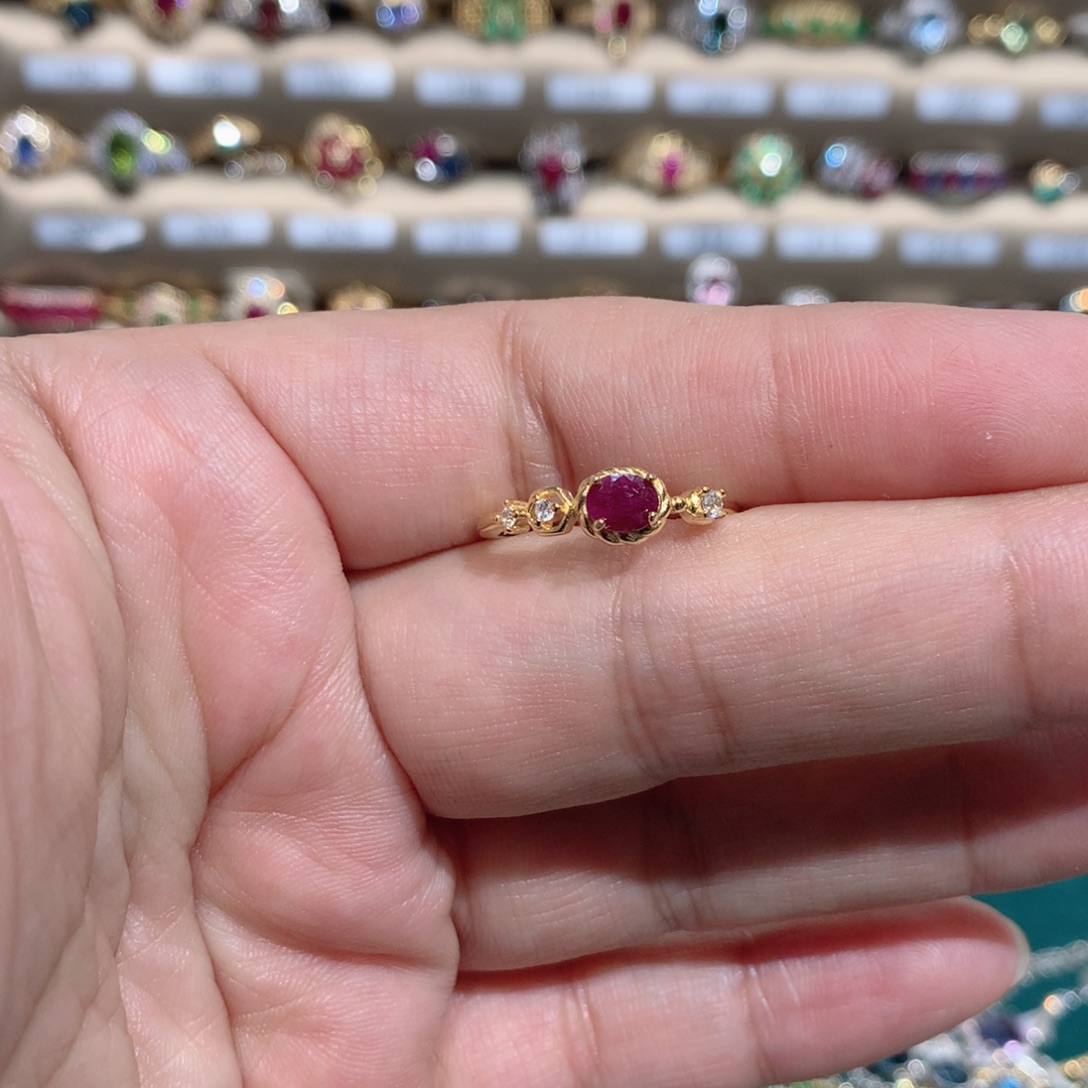 戒指银S925镶嵌红宝石