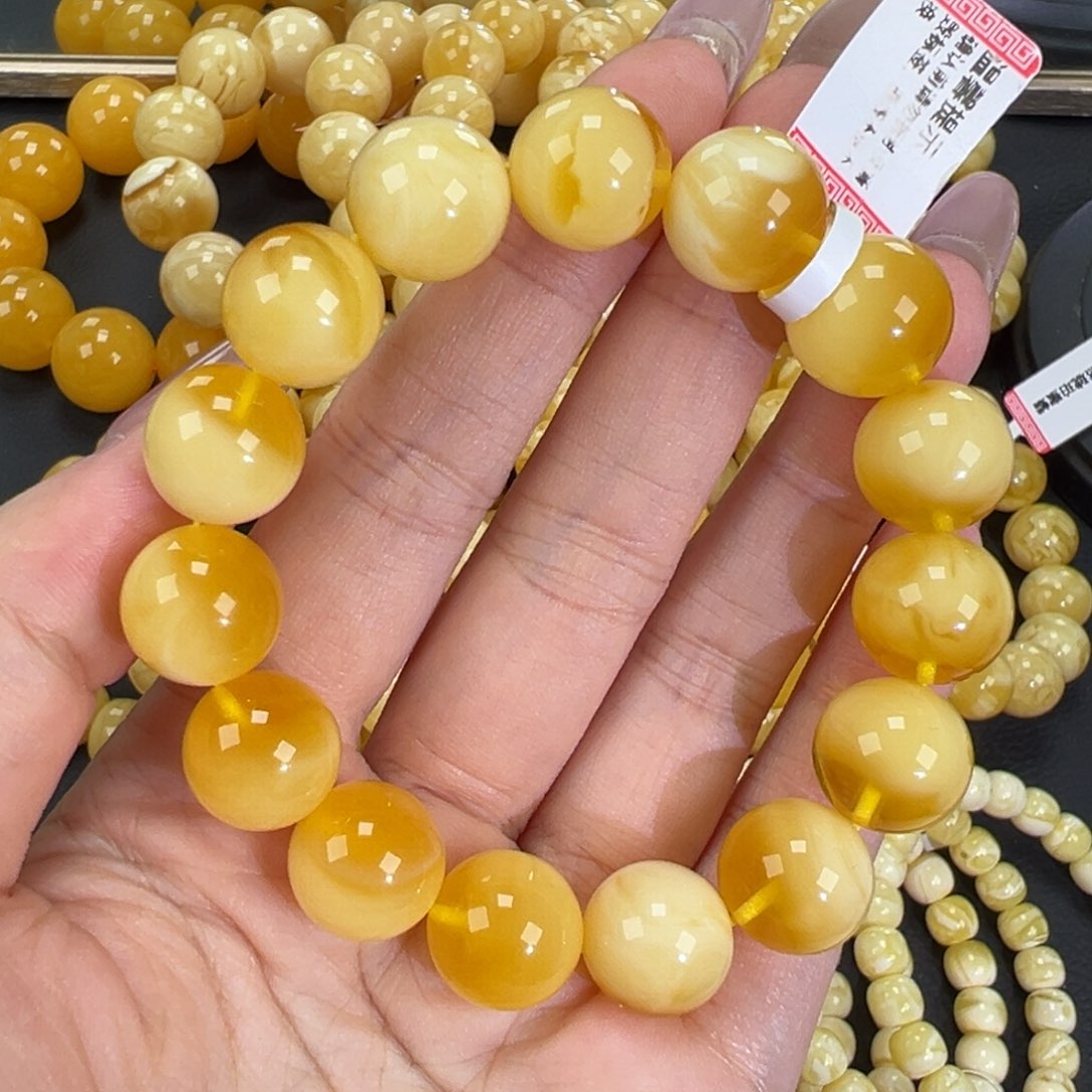 琥珀未镶嵌手链22金白