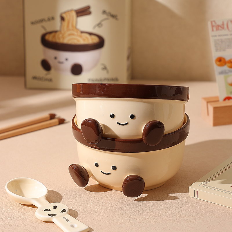 胖胖脚丫泡面碗女生高颜值陶瓷碗拉面螺蛳粉碗家用汤碗漂亮的饭碗