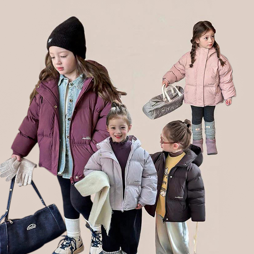 (现货)韩版儿童棉服男童女童加厚棉衣冬季短款连帽面包服保暖外套