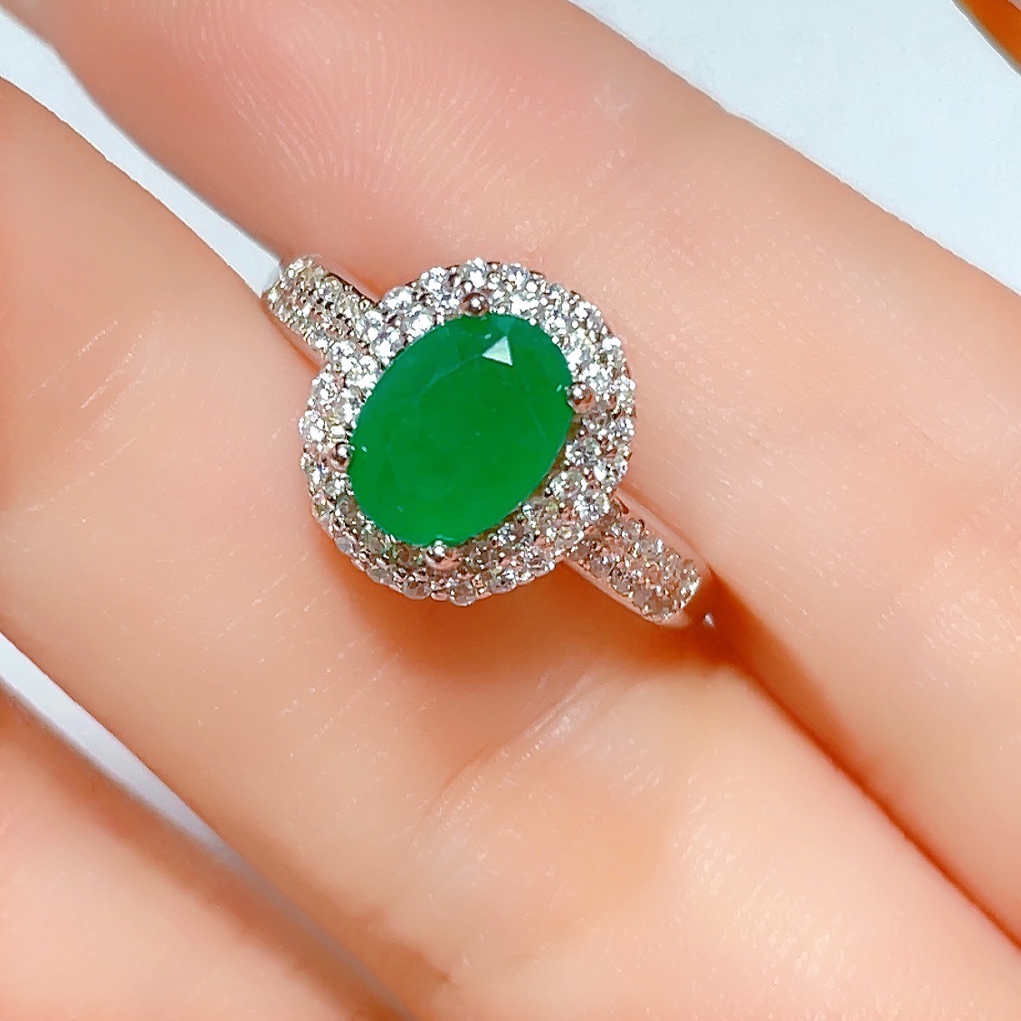 MOZSYZML387【五月生辰石】天然祖母绿戒指-主石约2克拉-S925银镶嵌