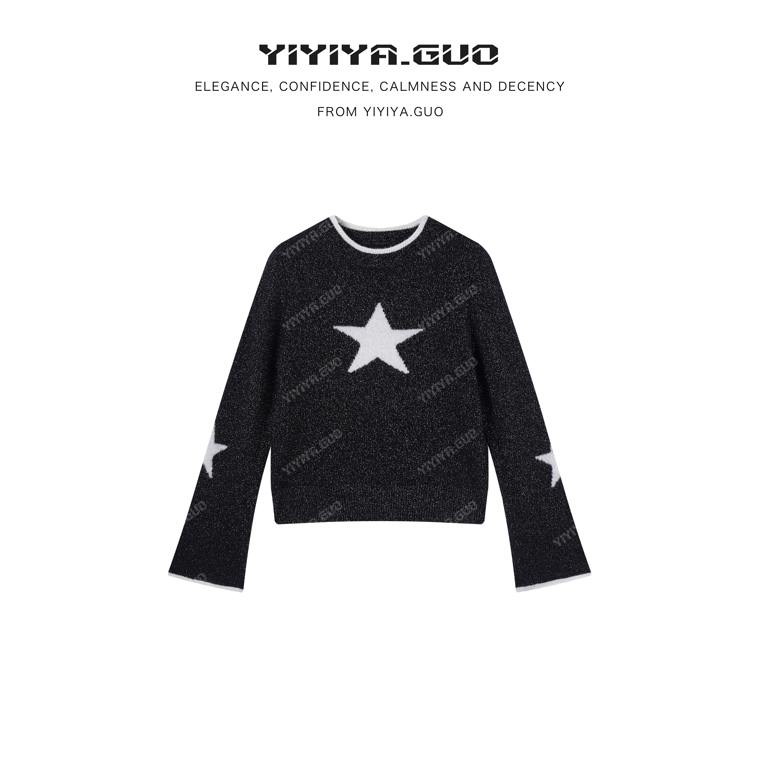 yiyiya.Guo艺艺吖【星星毛衣】秋冬新款圆领针织羊毛上衣090260SS52